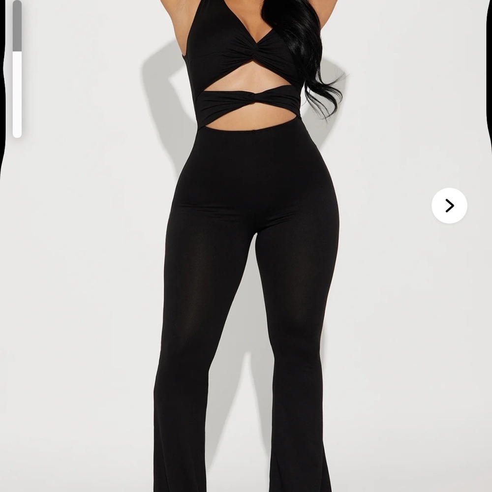 Fashion Nova Black Flared Cutout Jumpsuit - Picture 3 of 4